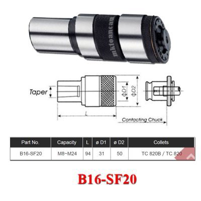 Đầu kẹp mũi taro tháo lắp nhanh B16-SF20